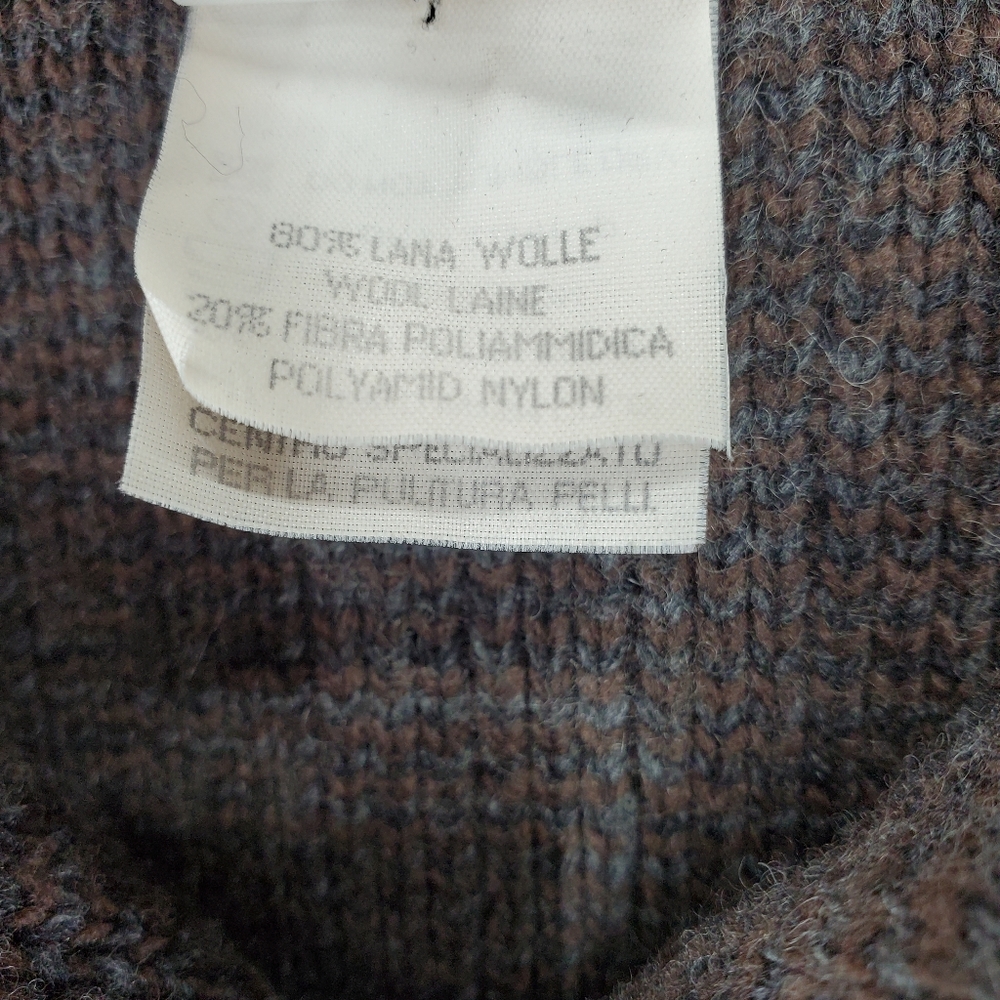 Vtg Moncler Sweater Men L Brown Gray Wool Blend Full Zip Suede Detail. Italy - Picture 8 of 12